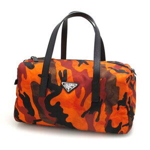 Prada Tessuto camouflage nylon Boston bag black Orange